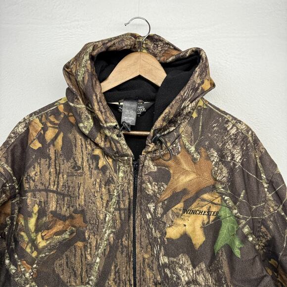 Vintage Winchester Jacket Men's XL Green Mossy Oak Zip Hoodie Fleece Lined y2k - Picture 2 of 11